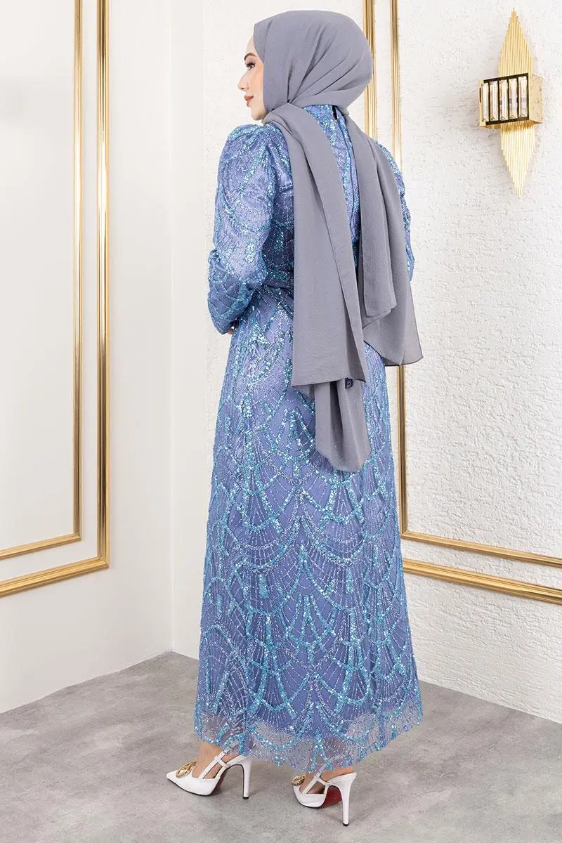 Glitter Pencil Evening Dress-detail