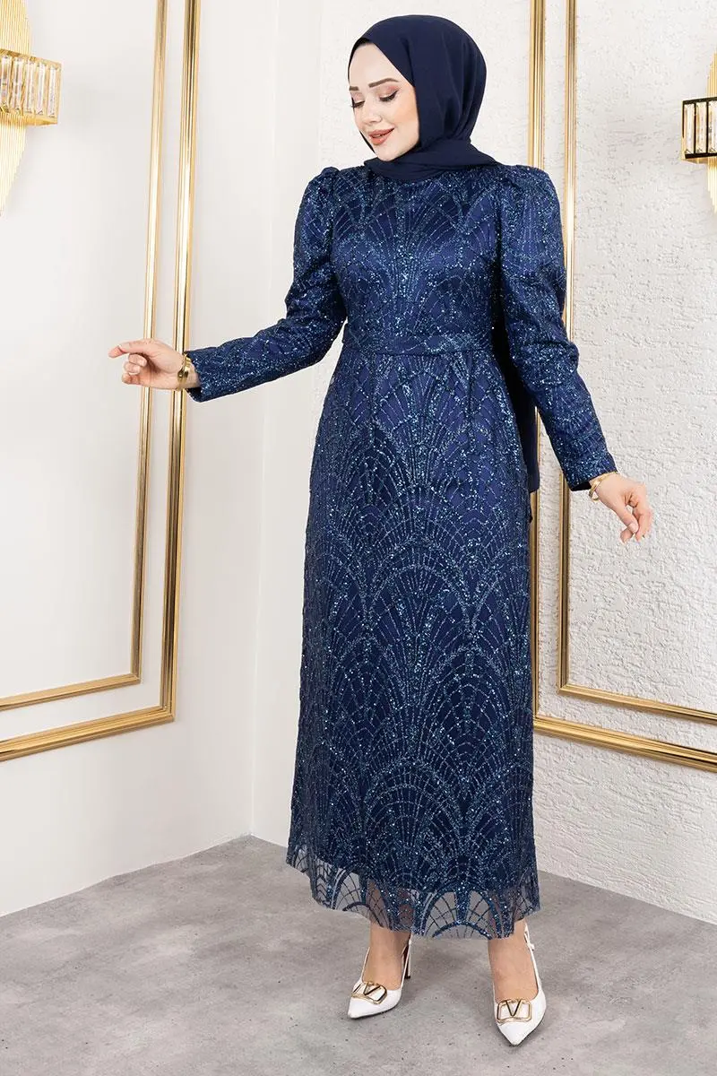 Glitter Pencil Evening Dress-detail