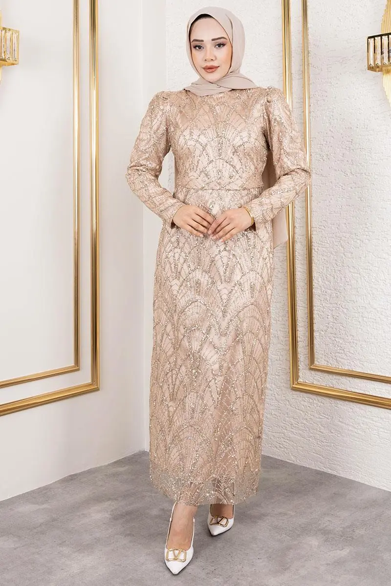 Glitter Pencil Evening Dress-detail