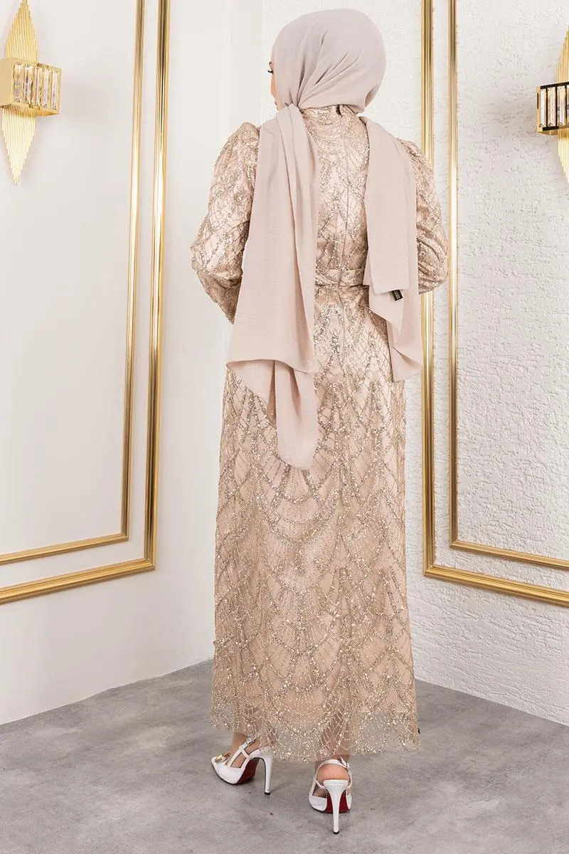 Glitter Pencil Evening Dress-detail