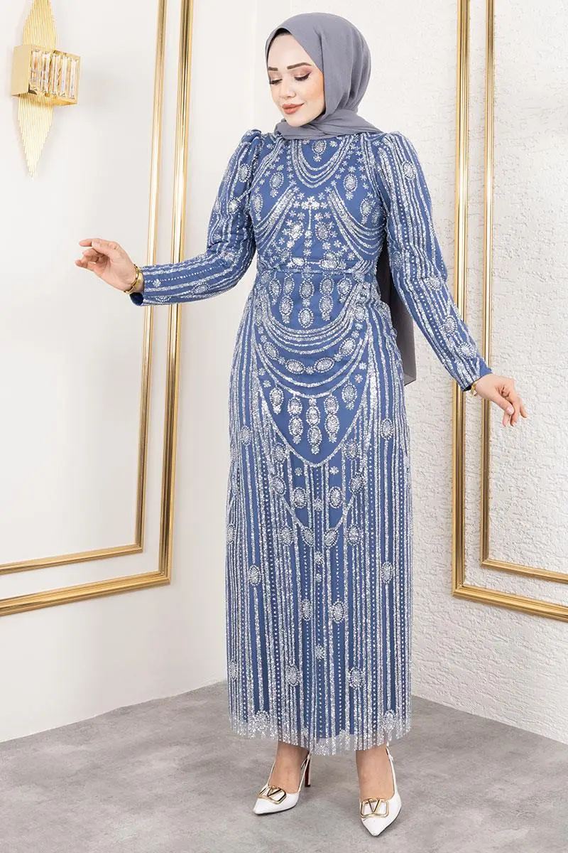 Glittery Embroidered Pencil Dress-detail