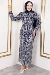 Glittery Embroidered Pencil Dress