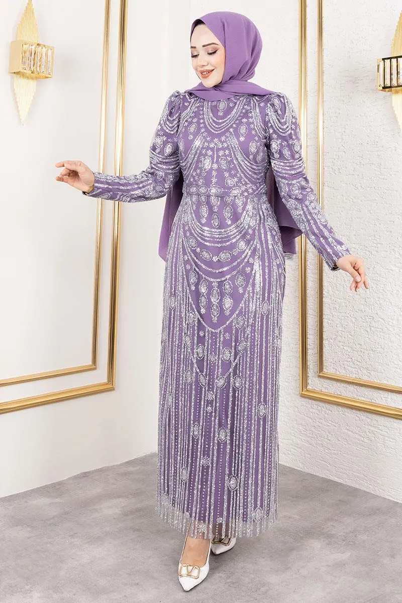 Glittery Embroidered Pencil Dress-detail