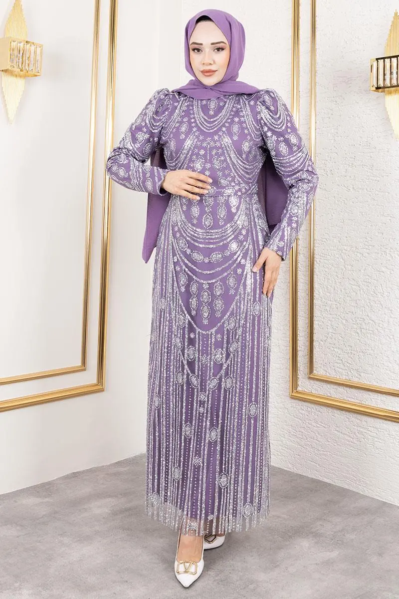 Glittery Embroidered Pencil Dress-detail