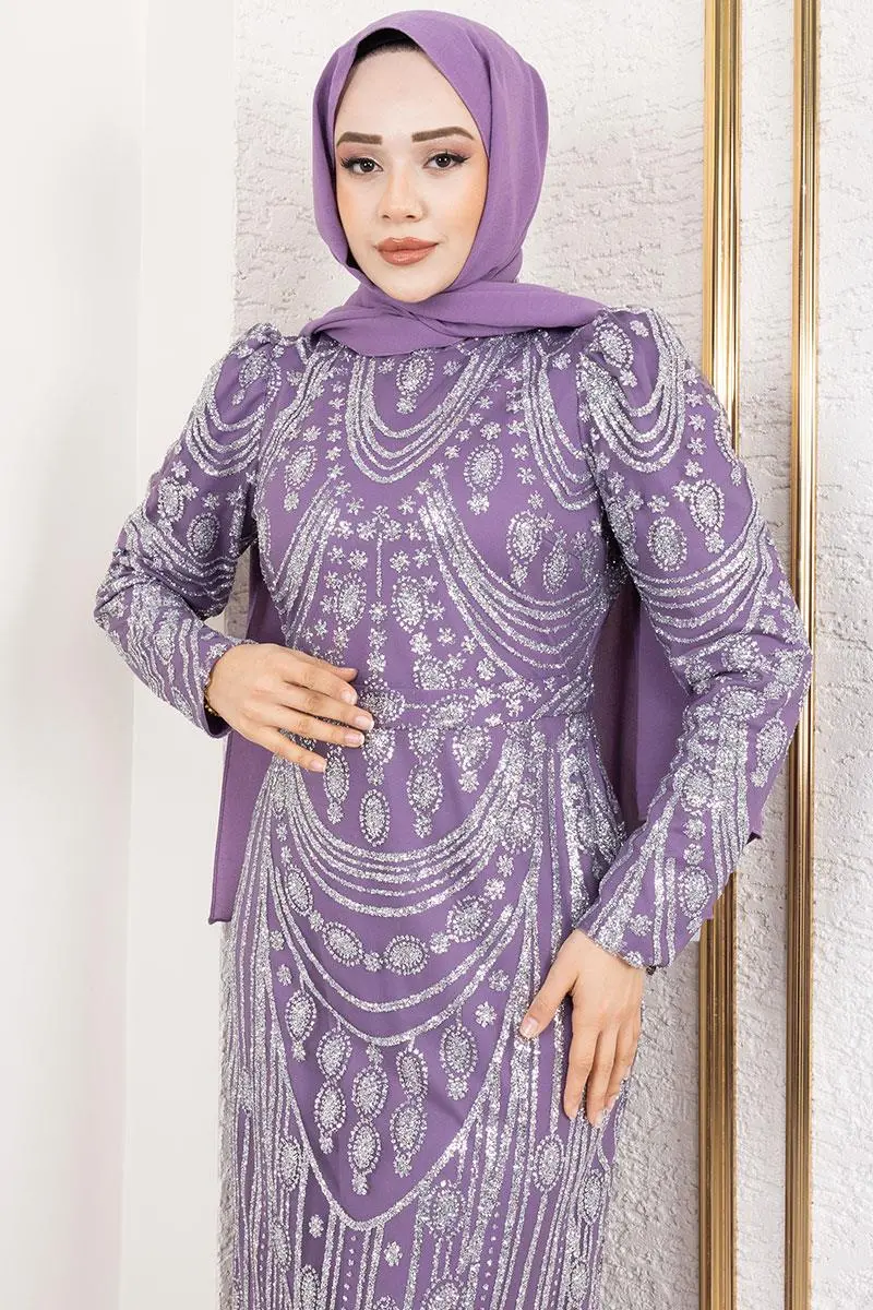 Glittery Embroidered Pencil Dress-detail