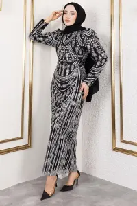 Glittery Embroidered Pencil Dress