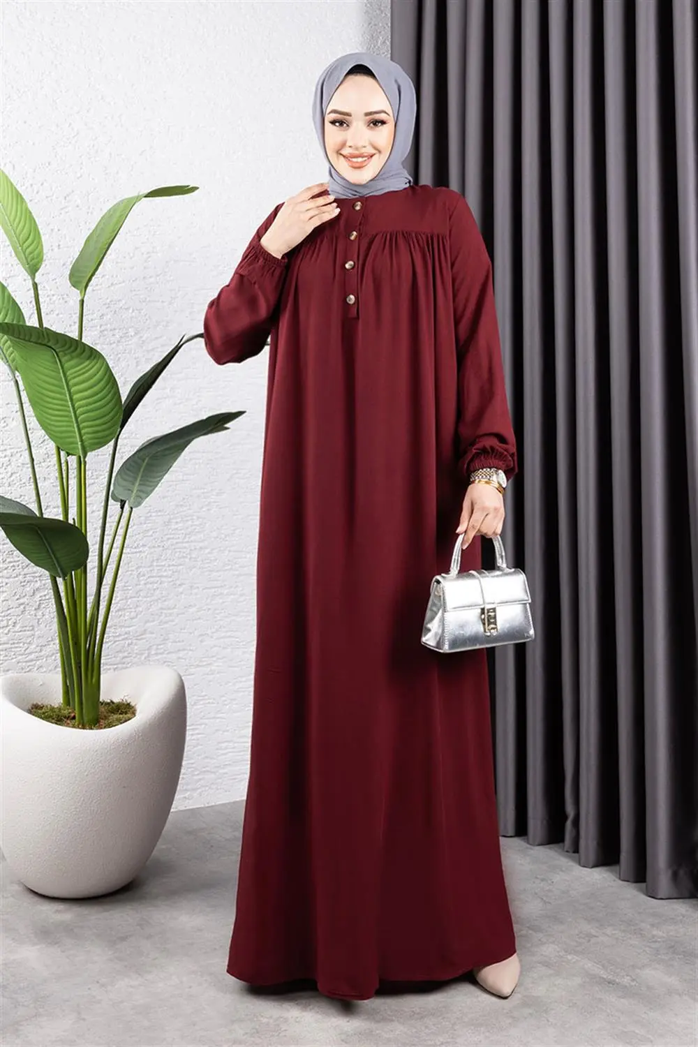 Half Buttoned Viscose Dress-detail