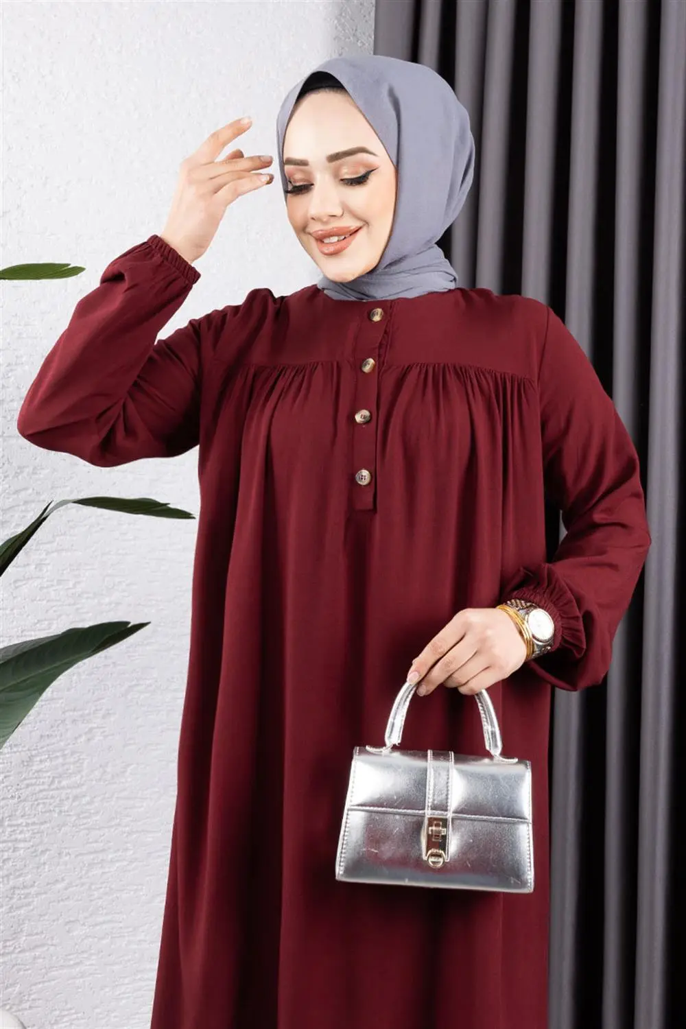 Half Buttoned Viscose Dress-detail