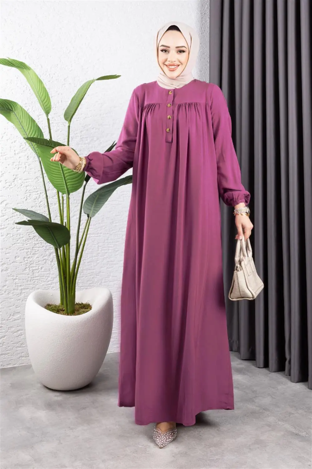 Half Buttoned Viscose Dress-detail