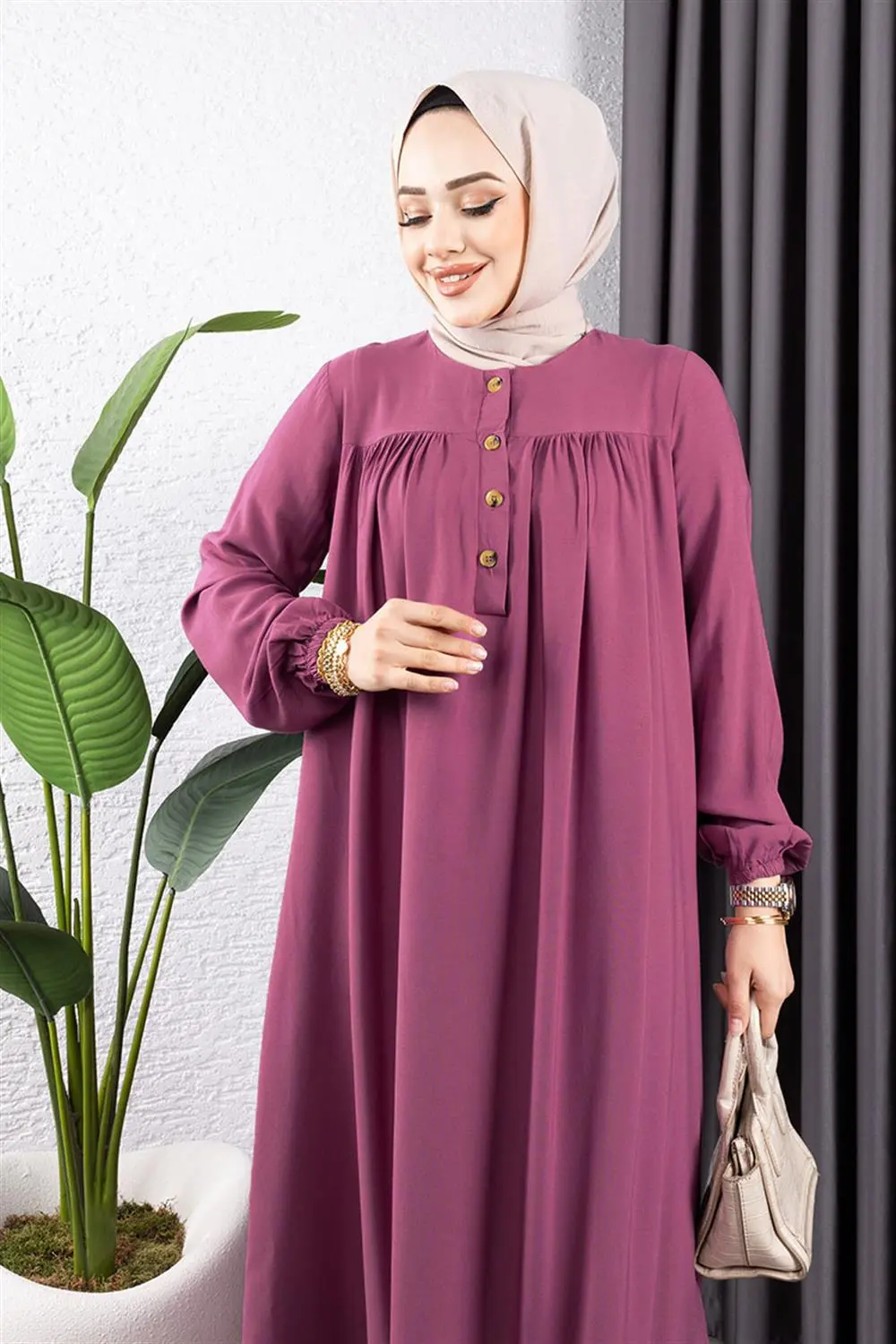 Half Buttoned Viscose Dress-detail