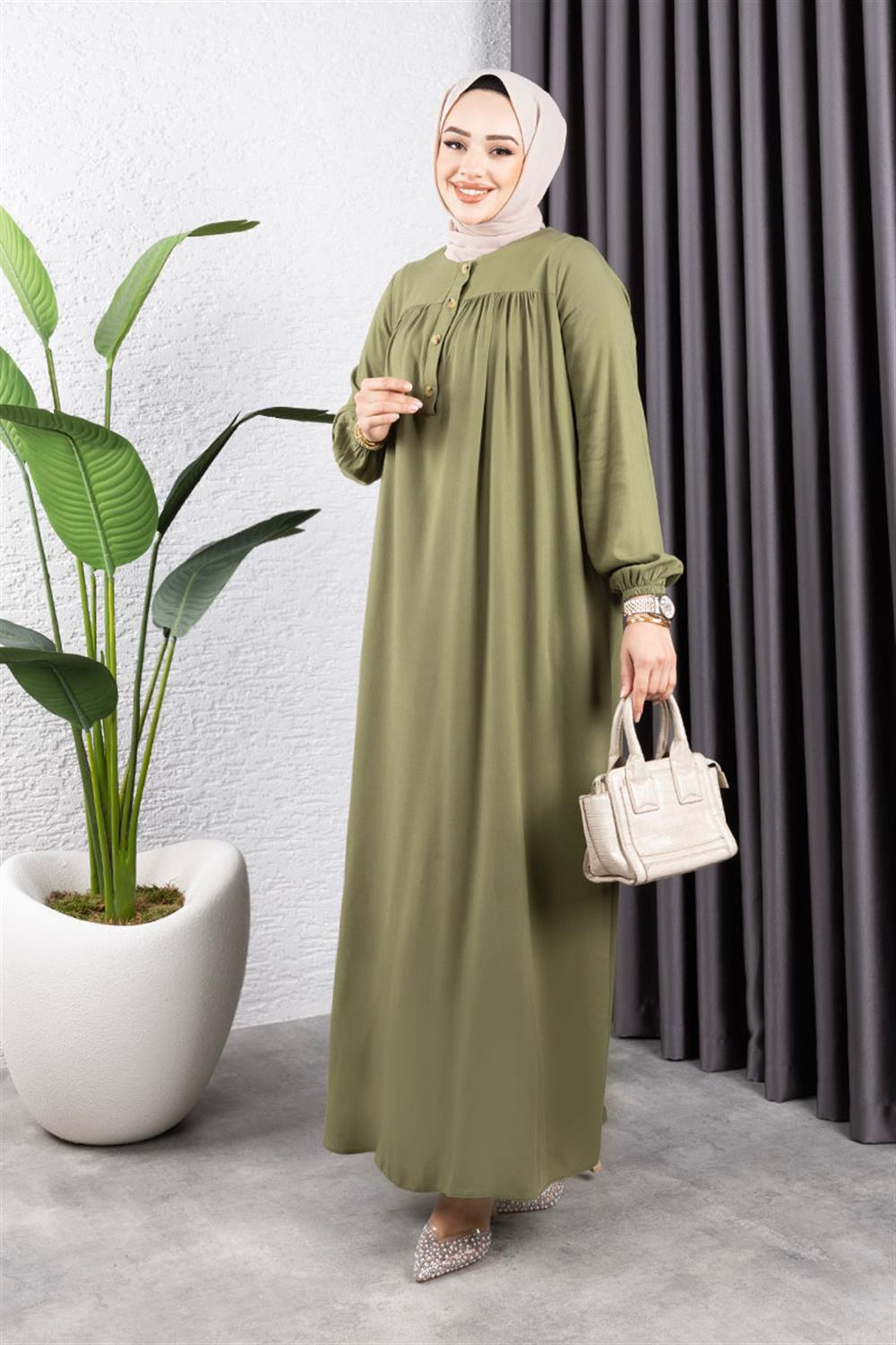 Half Buttoned Viscose Dress