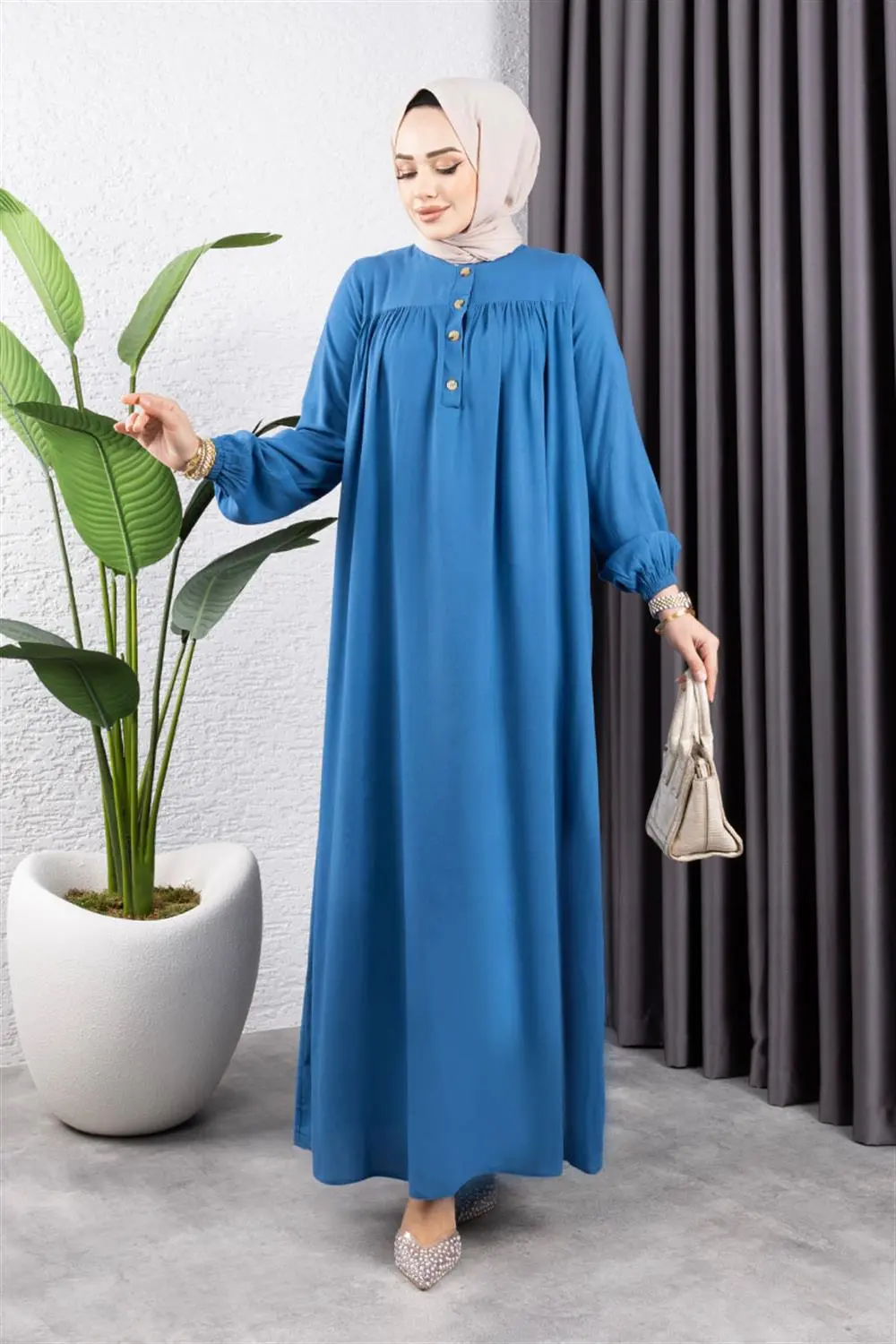 Half Buttoned Viscose Dress-detail