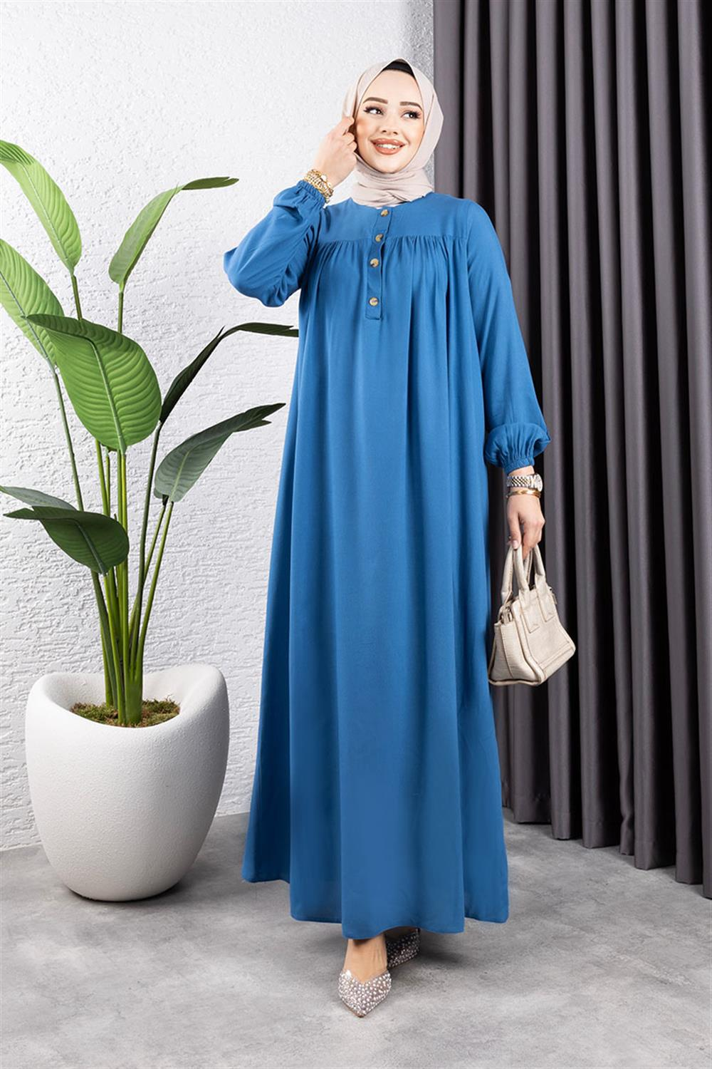 Half Buttoned Viscose Dress