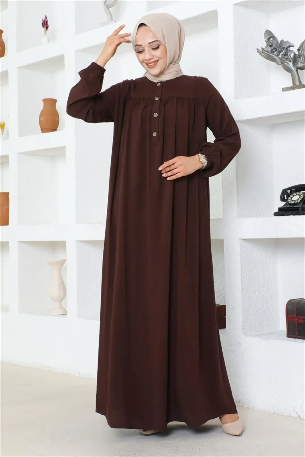 Half Buttoned Viscose Dress-detail