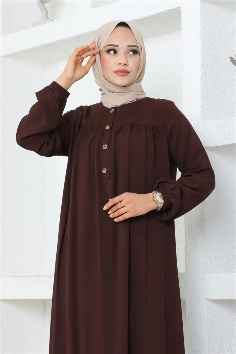 Half Buttoned Viscose Dress-detail