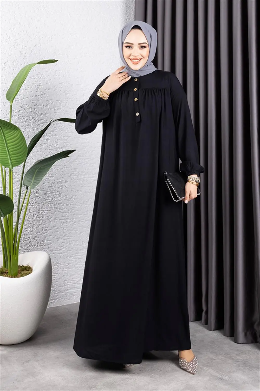 Half Buttoned Viscose Dress-detail