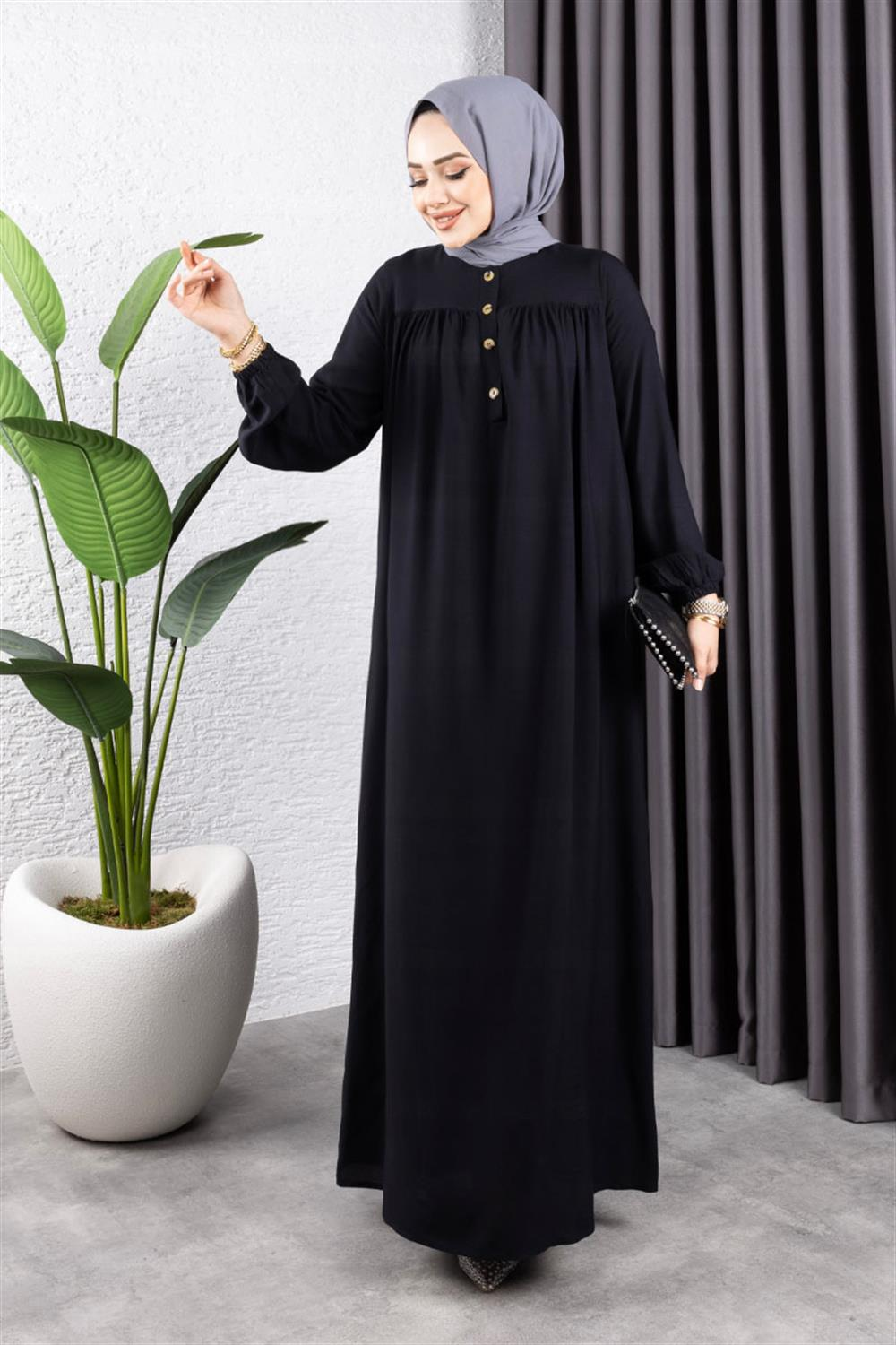 Half Buttoned Viscose Dress