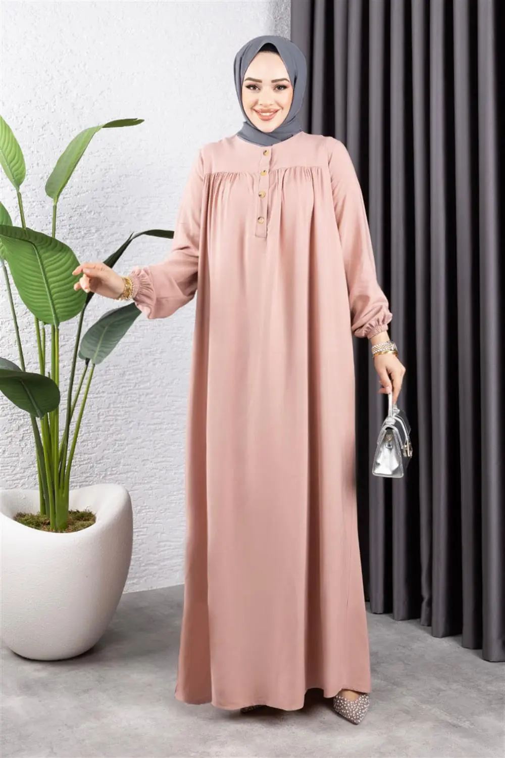 Half Buttoned Viscose Dress-detail