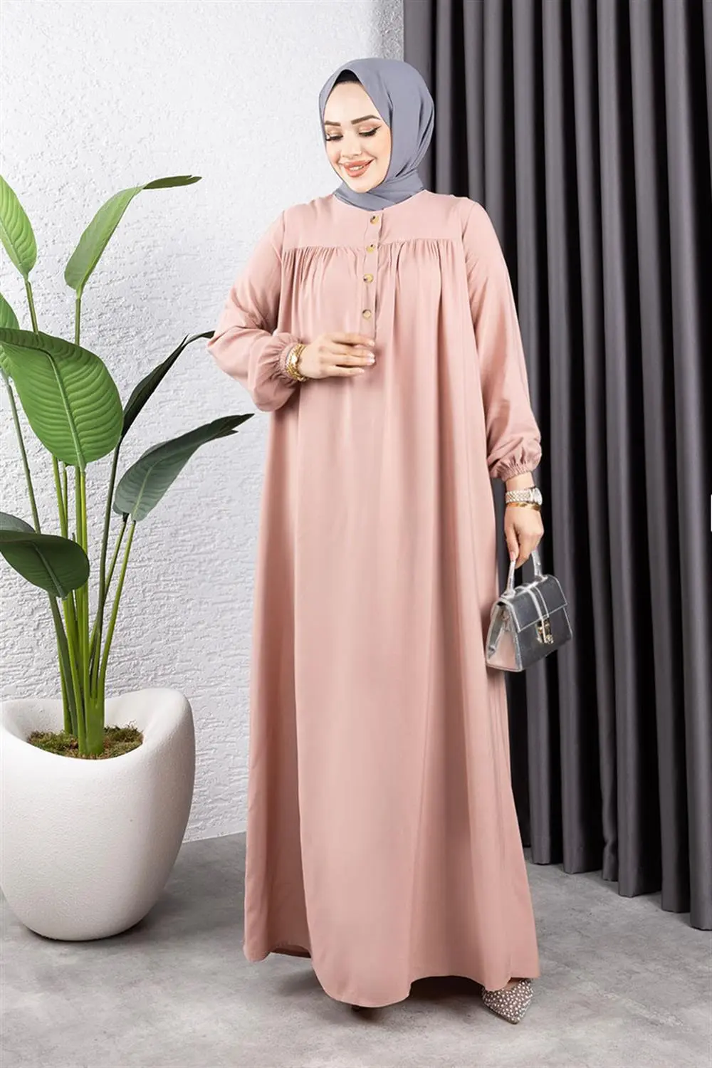 Half Buttoned Viscose Dress-detail