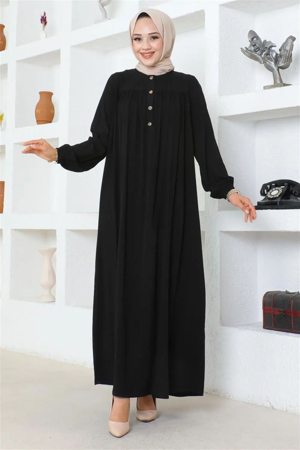 Half Buttoned Viscose Dress-detail