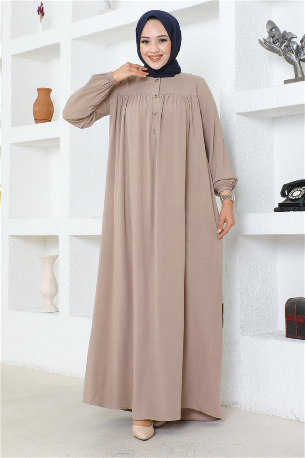 Half Buttoned Viscose Dress