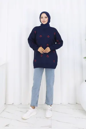 Heart Embroidered Knitwear Sweater