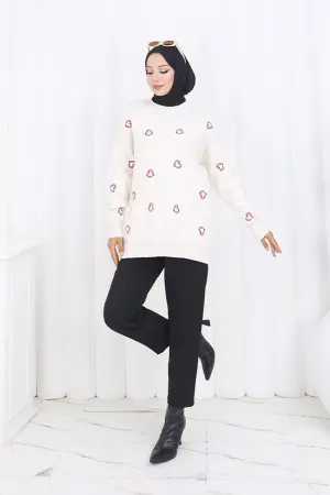Heart Embroidered Knitwear Sweater