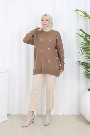 Heart Embroidered Knitwear Sweater