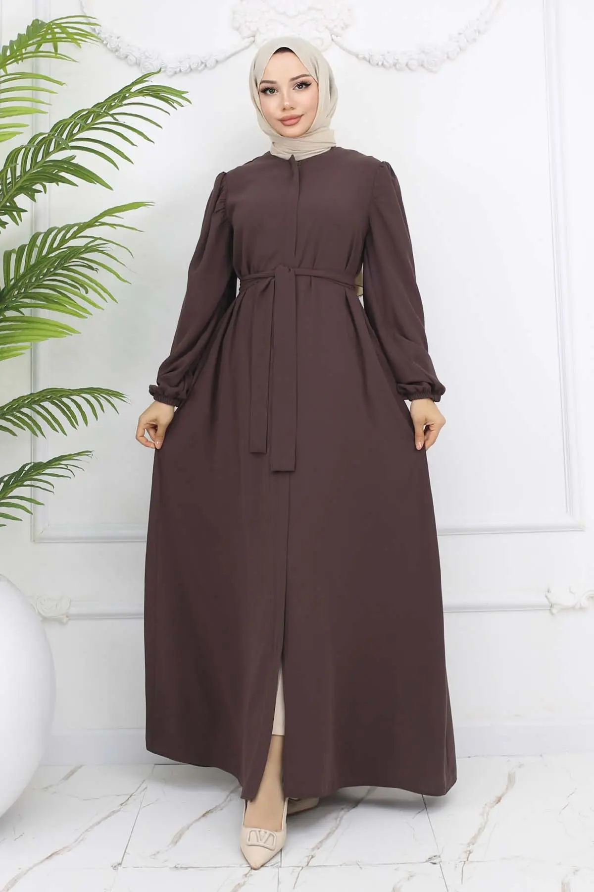Hidden Zipper Belted Abaya-detail