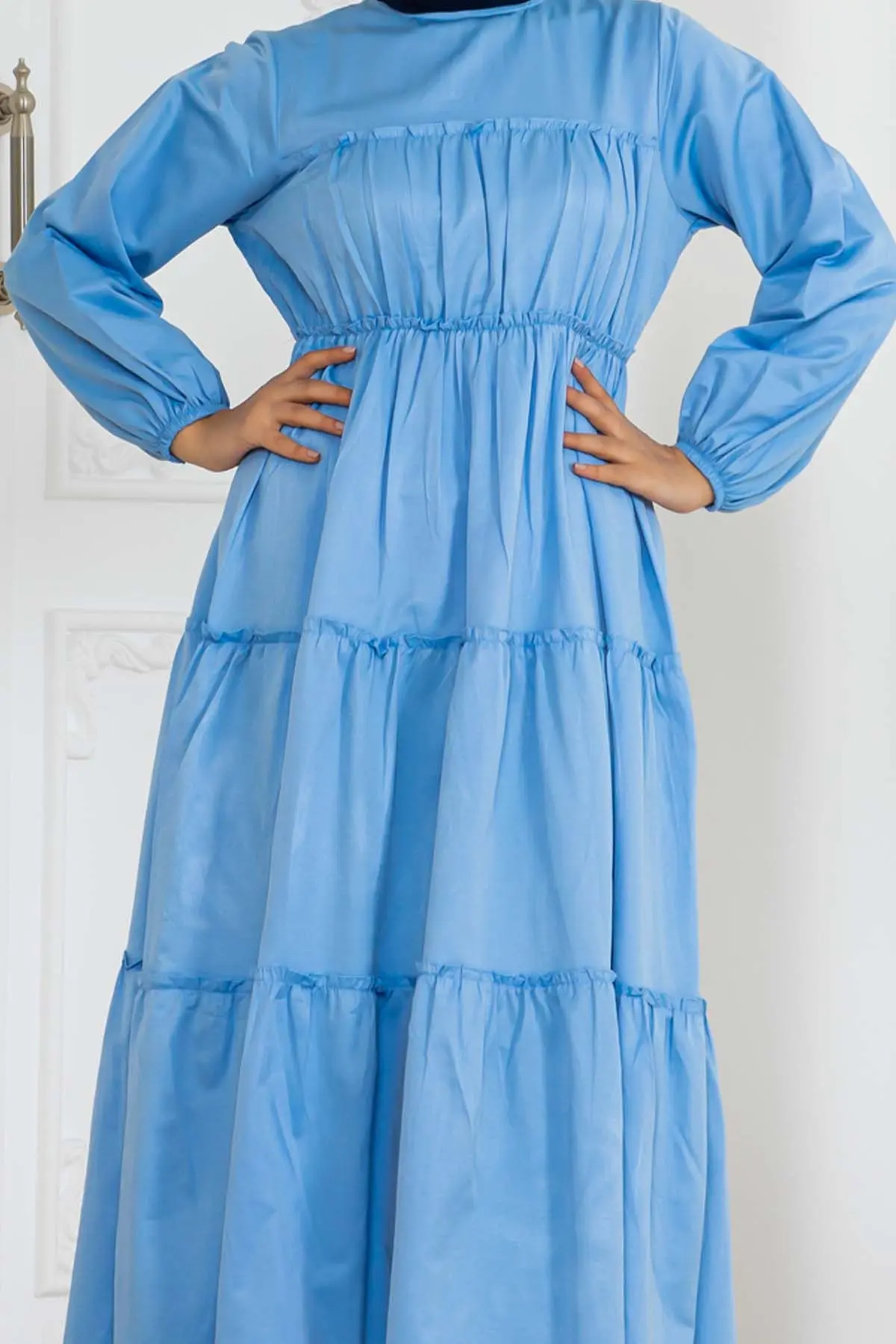 Hijab Dress With Elastic Sleeves-detail