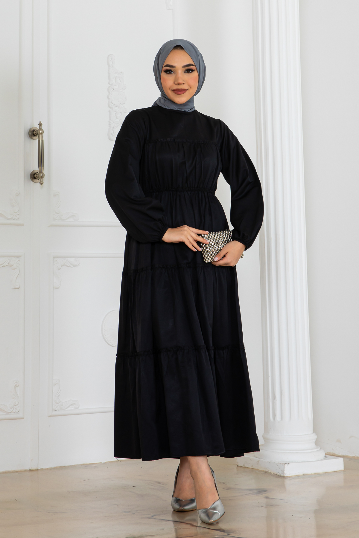Hijab Dress With Elastic Sleeves