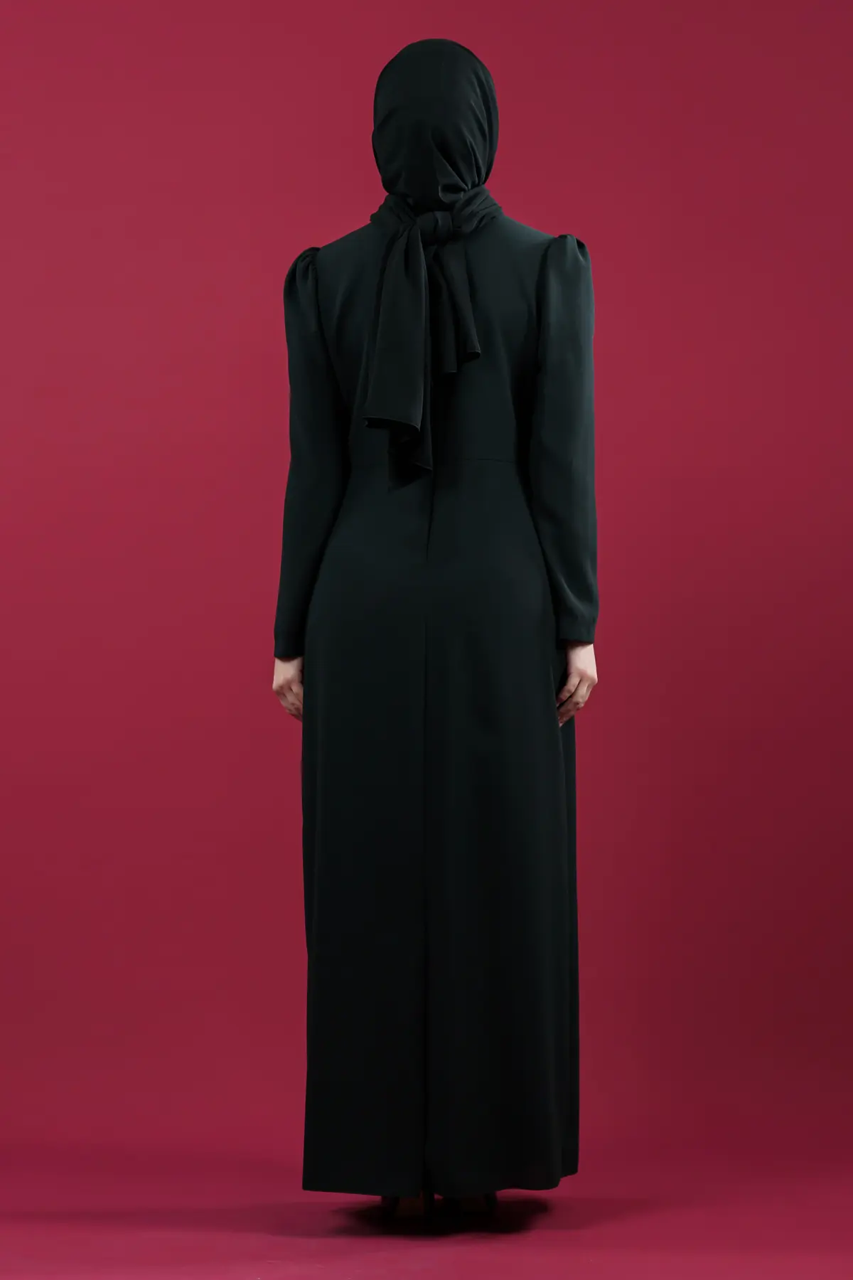 Hijab Evening Dress With Side Strip Stone Detail-detail