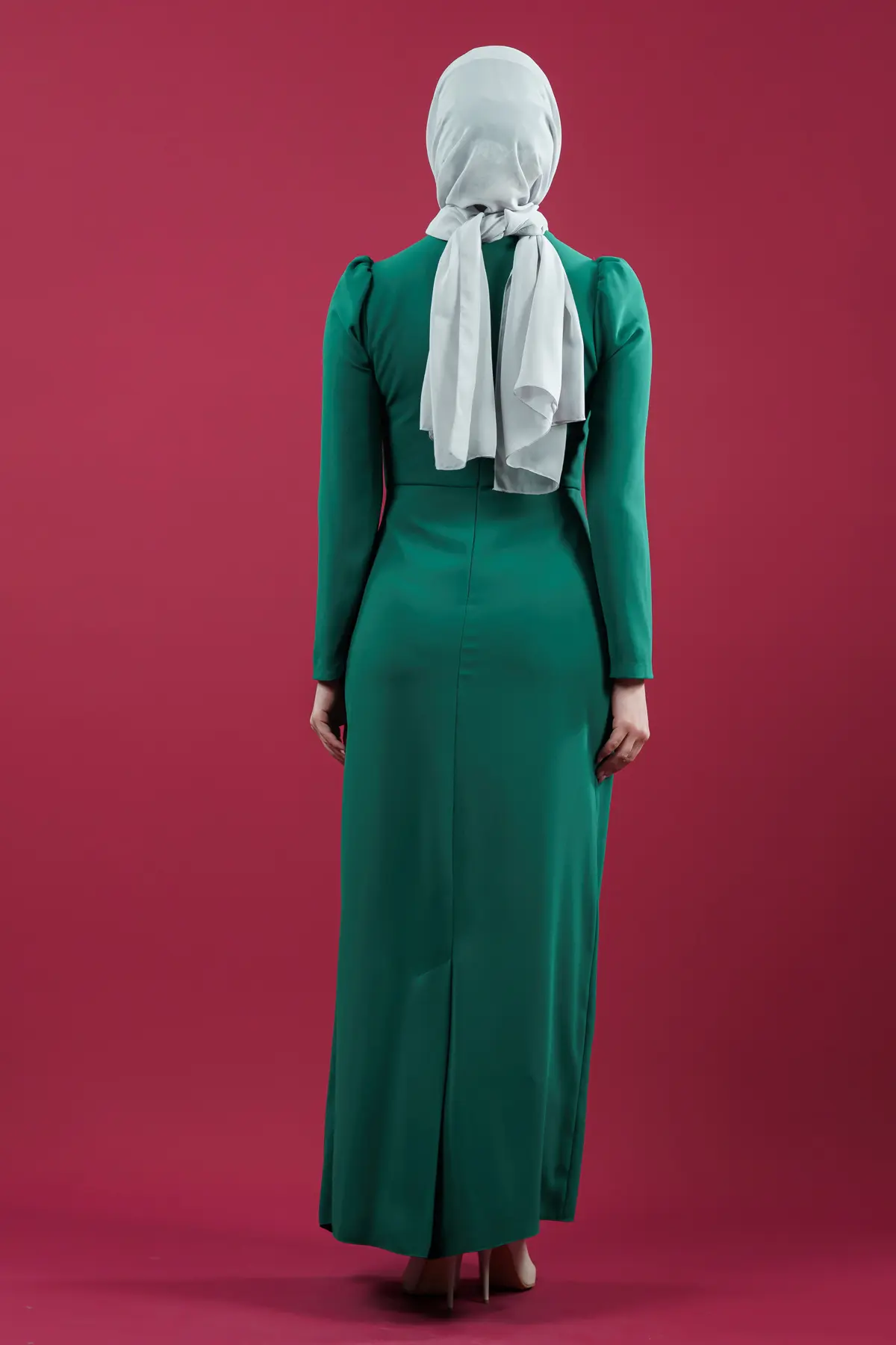 Hijab Evening Dress With Side Strip Stone Detail-detail