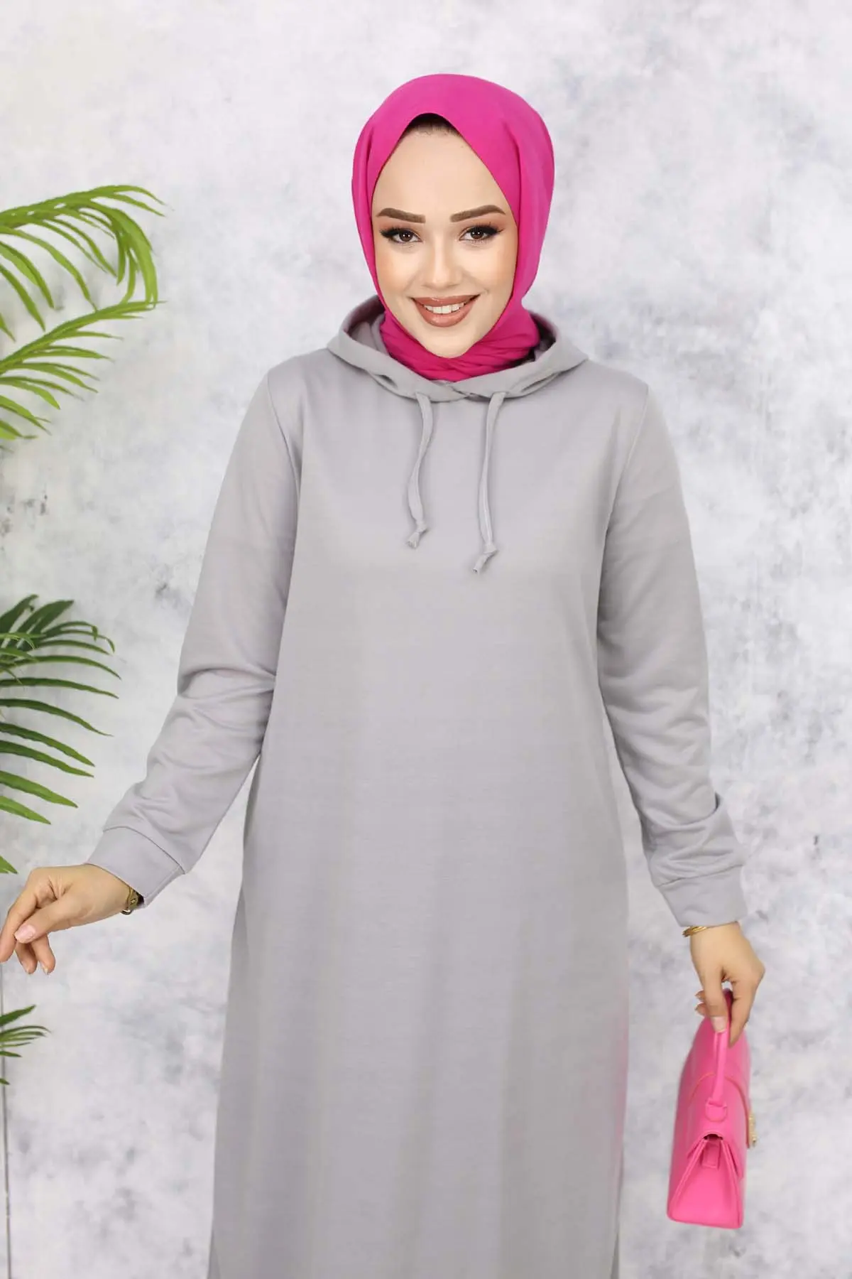 Hooded Basic Dress-detail