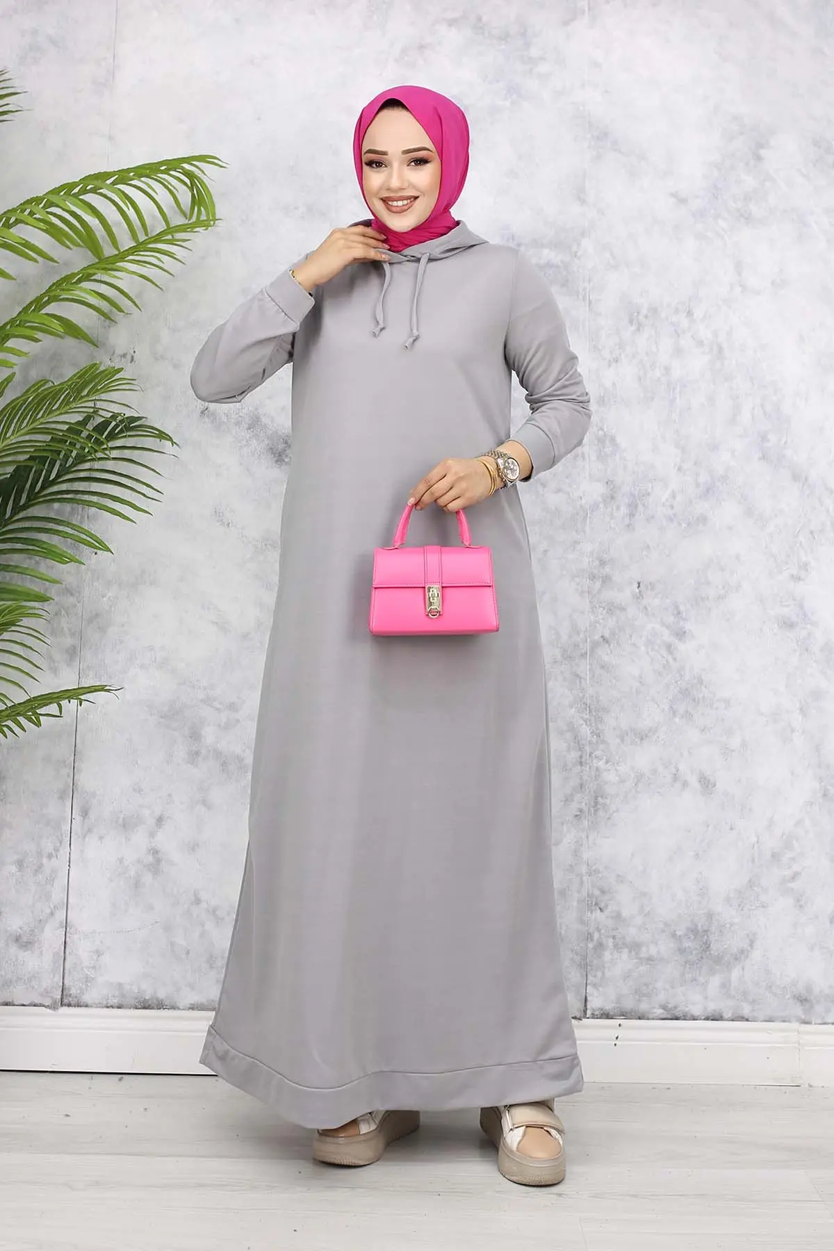 Hooded Basic Dress-detail