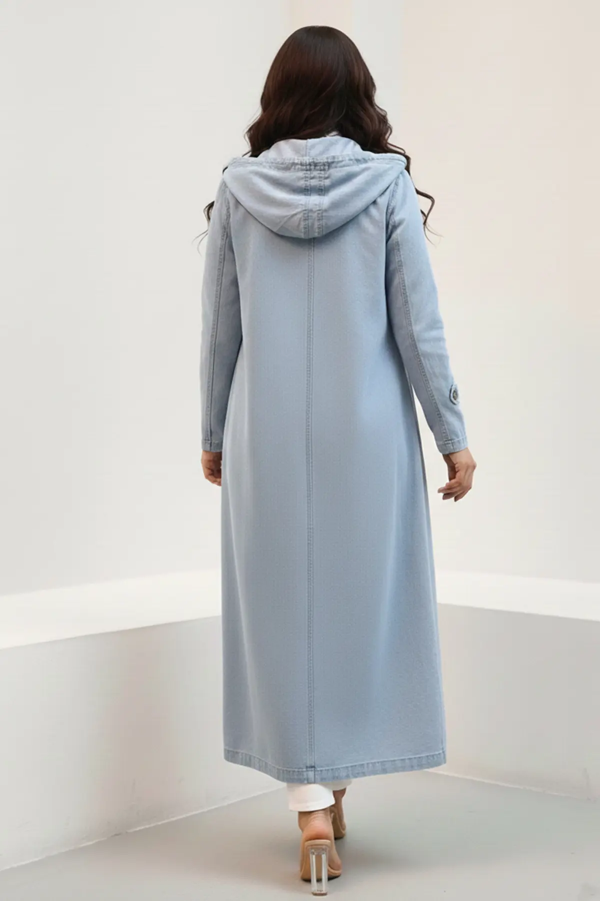 Hooded Button-down Sport Denim Jacket-detail