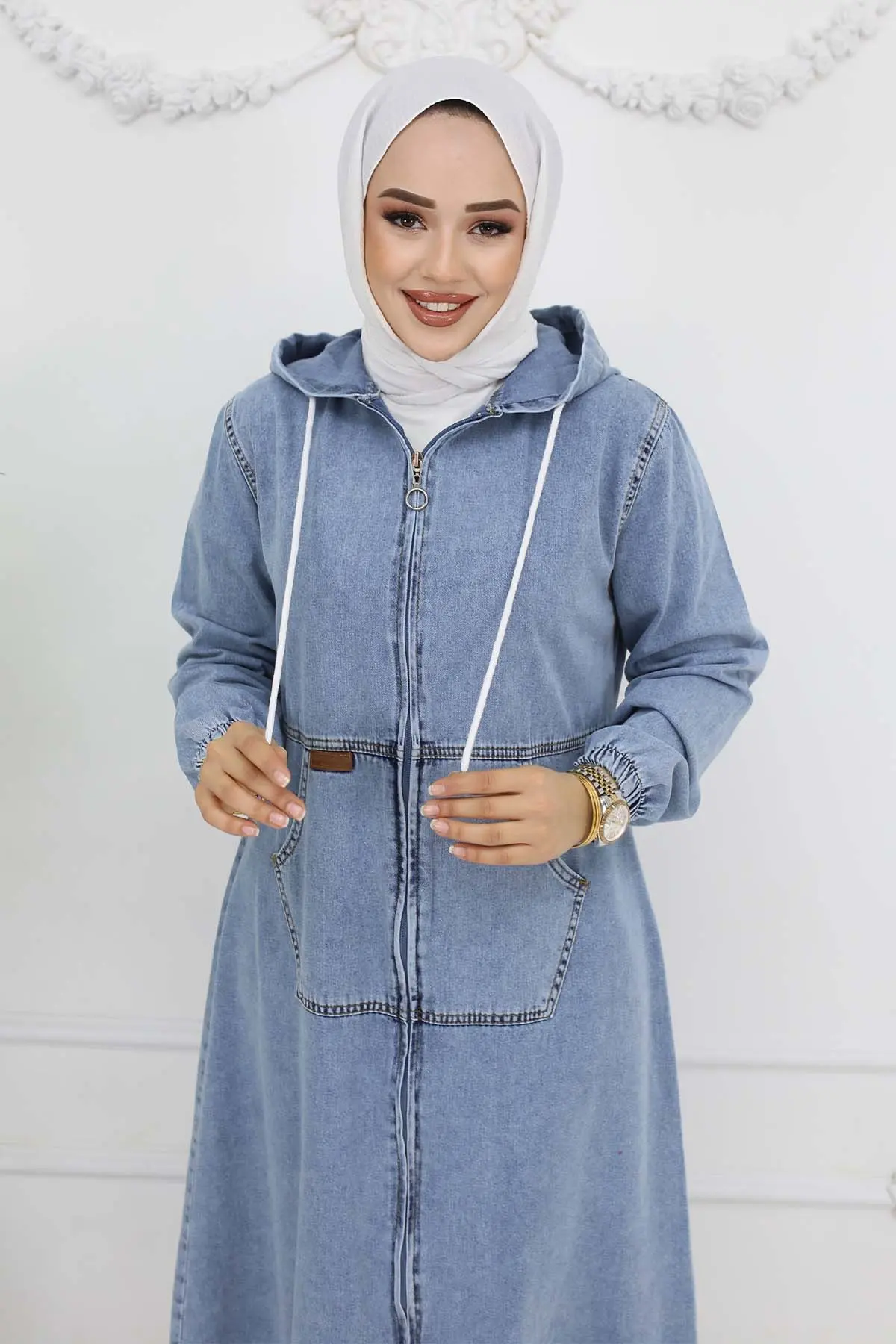 Hooded Denim Cap-detail