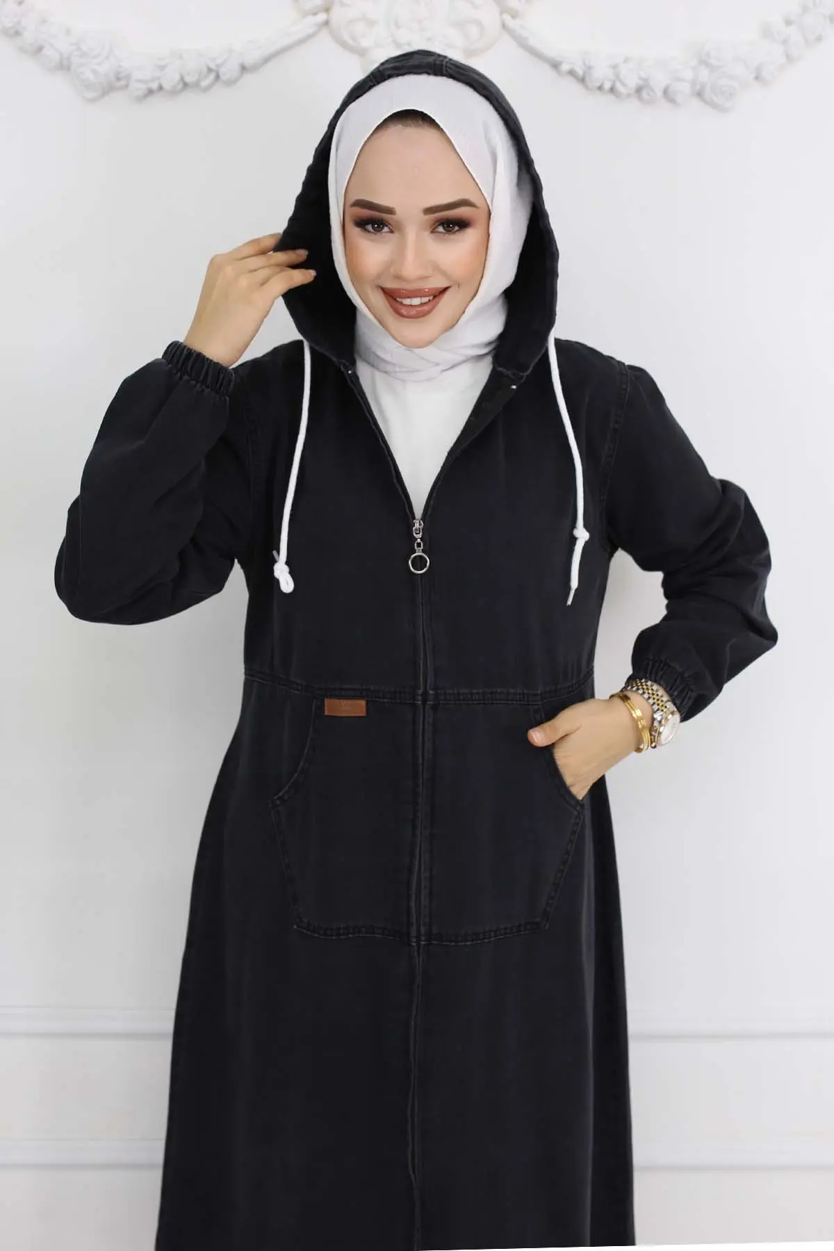 Hooded Denim Cap-detail