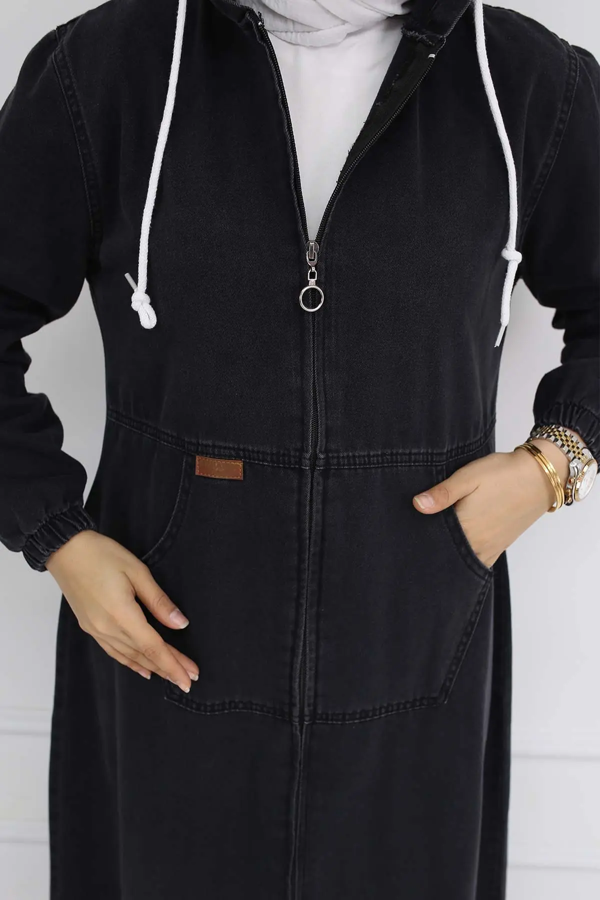 Hooded Denim Cap-detail