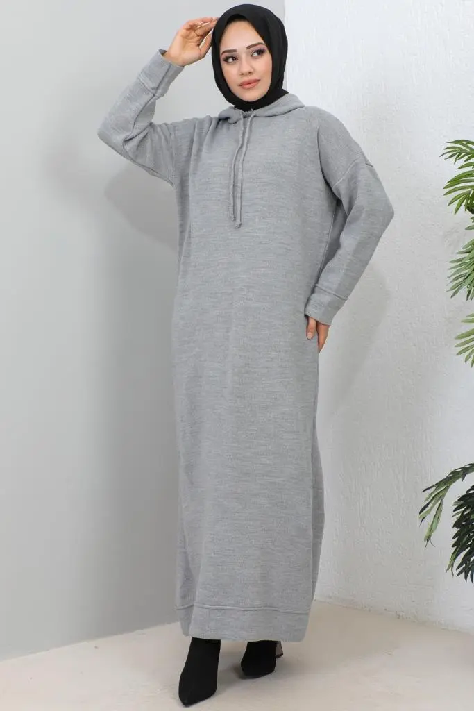 HOODED KNITWEAR DRESS