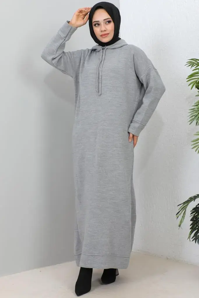 Hooded Knıtwear Dress