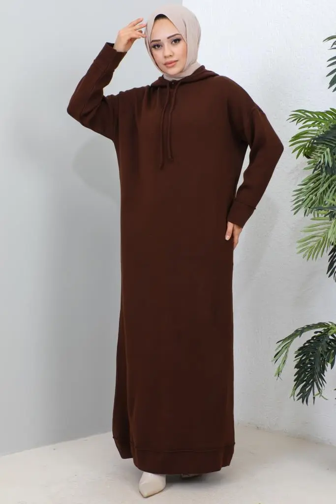 HOODED KNITWEAR DRESS