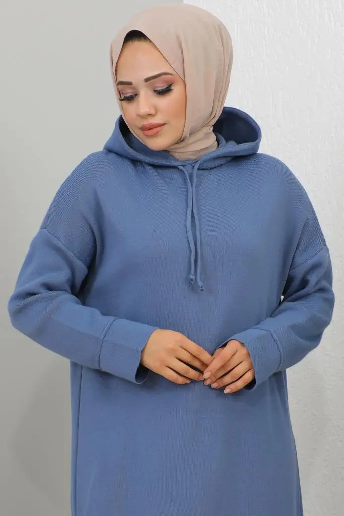 Hooded Knıtwear Dress-detail