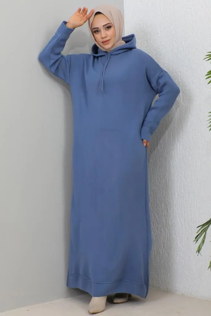 HOODED KNITWEAR DRESS