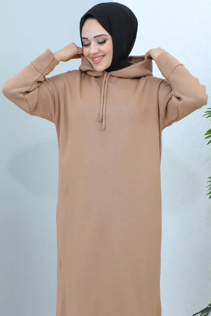 Hooded Knıtwear Dress-detail