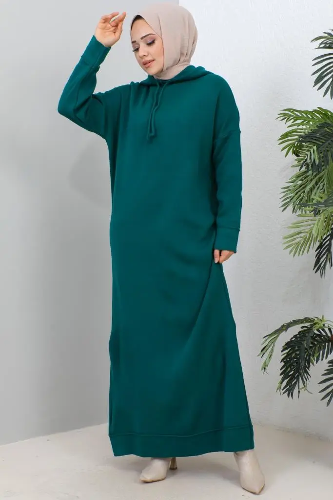 HOODED KNITWEAR DRESS