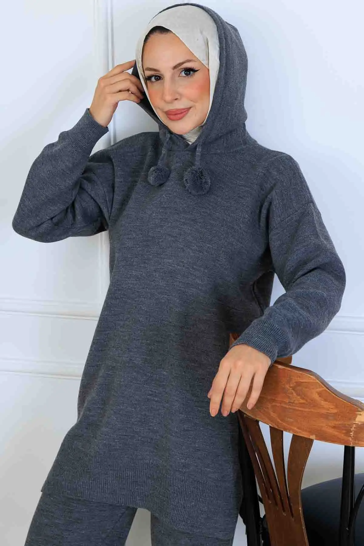 Hooded Knitwear Set-detail