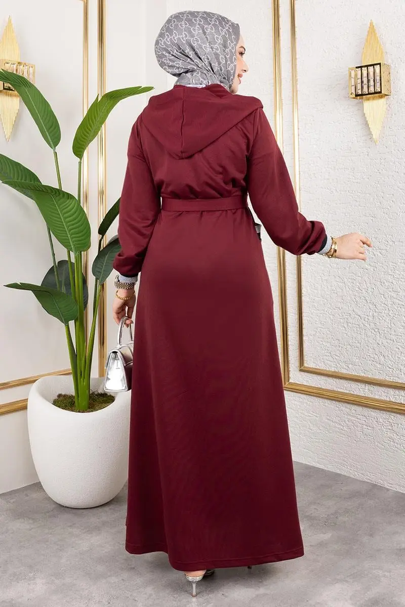 Hooded Ribbed Abaya-detail