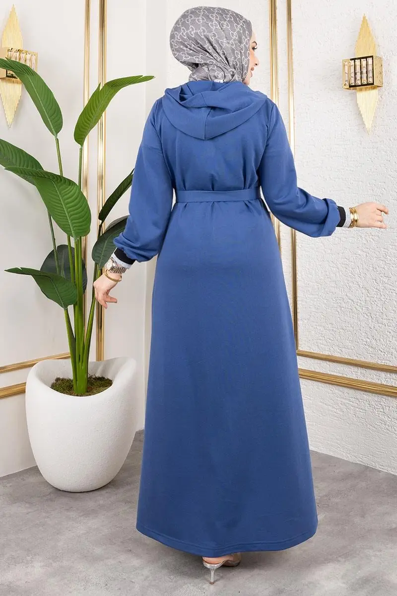 Hooded Ribbed Abaya-detail
