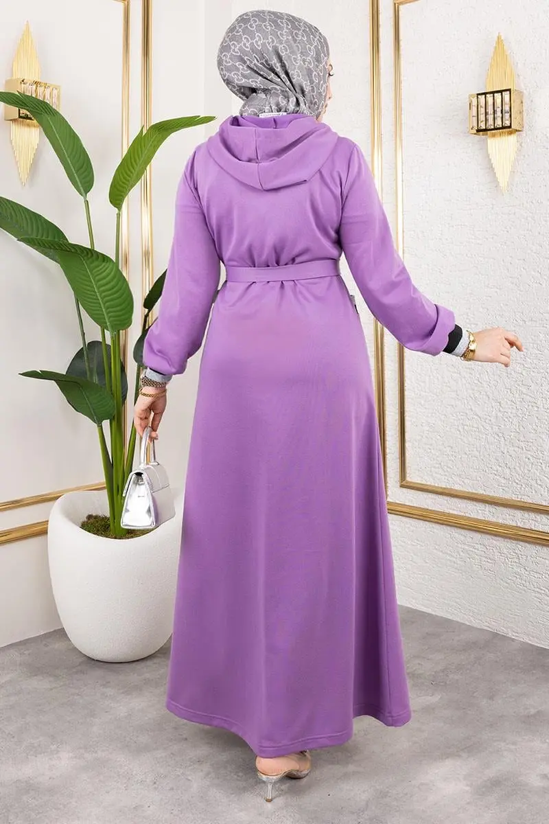 Hooded Ribbed Abaya-detail